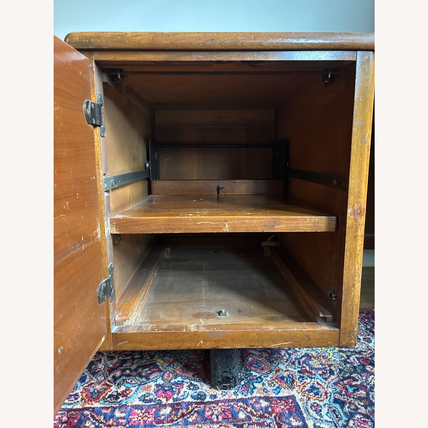 Vintage Oak Double-Pedestal Executive Desk - image-8