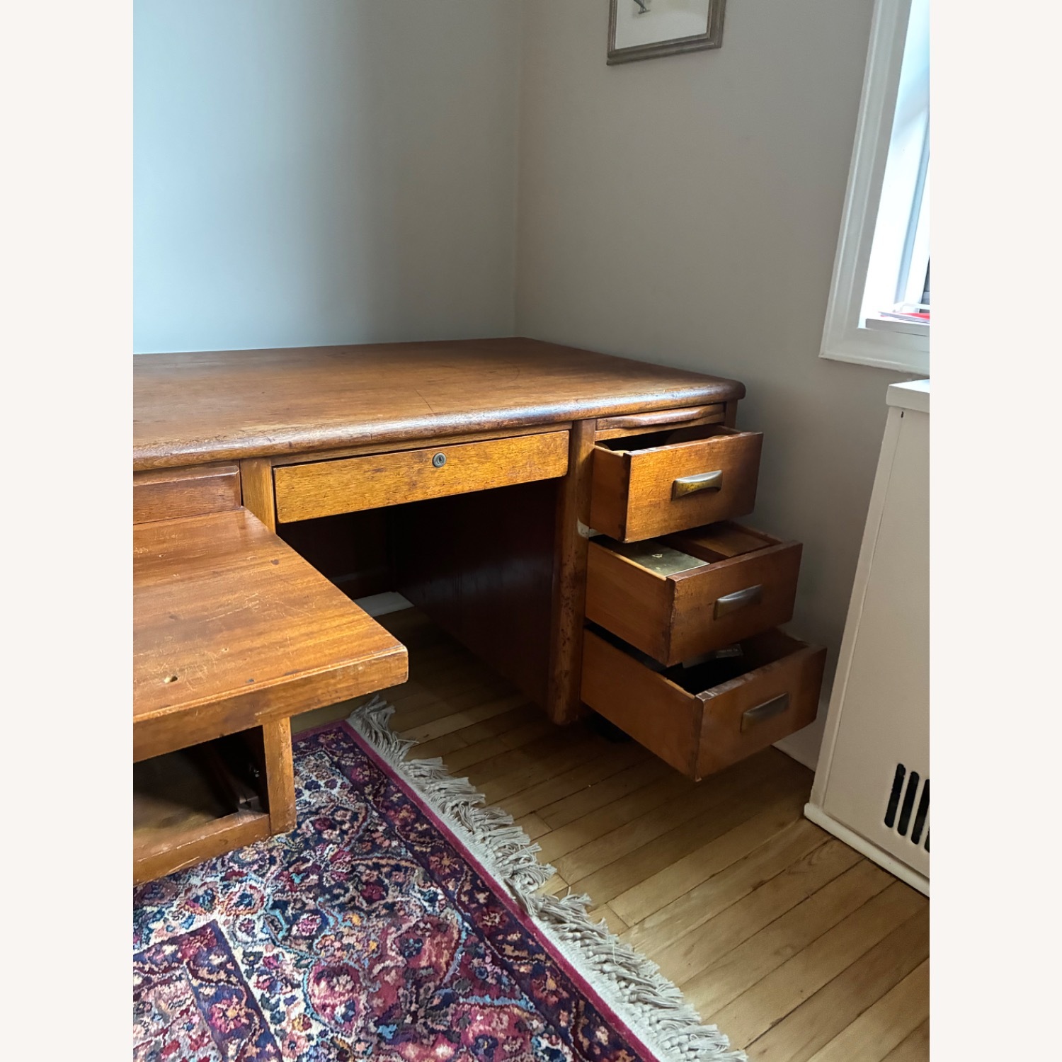 Vintage Oak Double-Pedestal Executive Desk - image-4