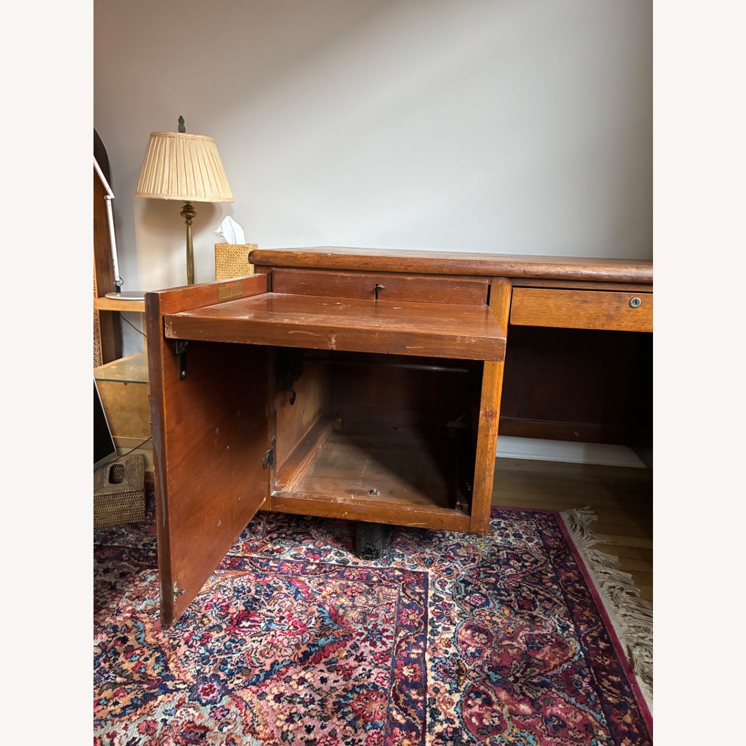 Vintage Oak Double-Pedestal Executive Desk - image-3