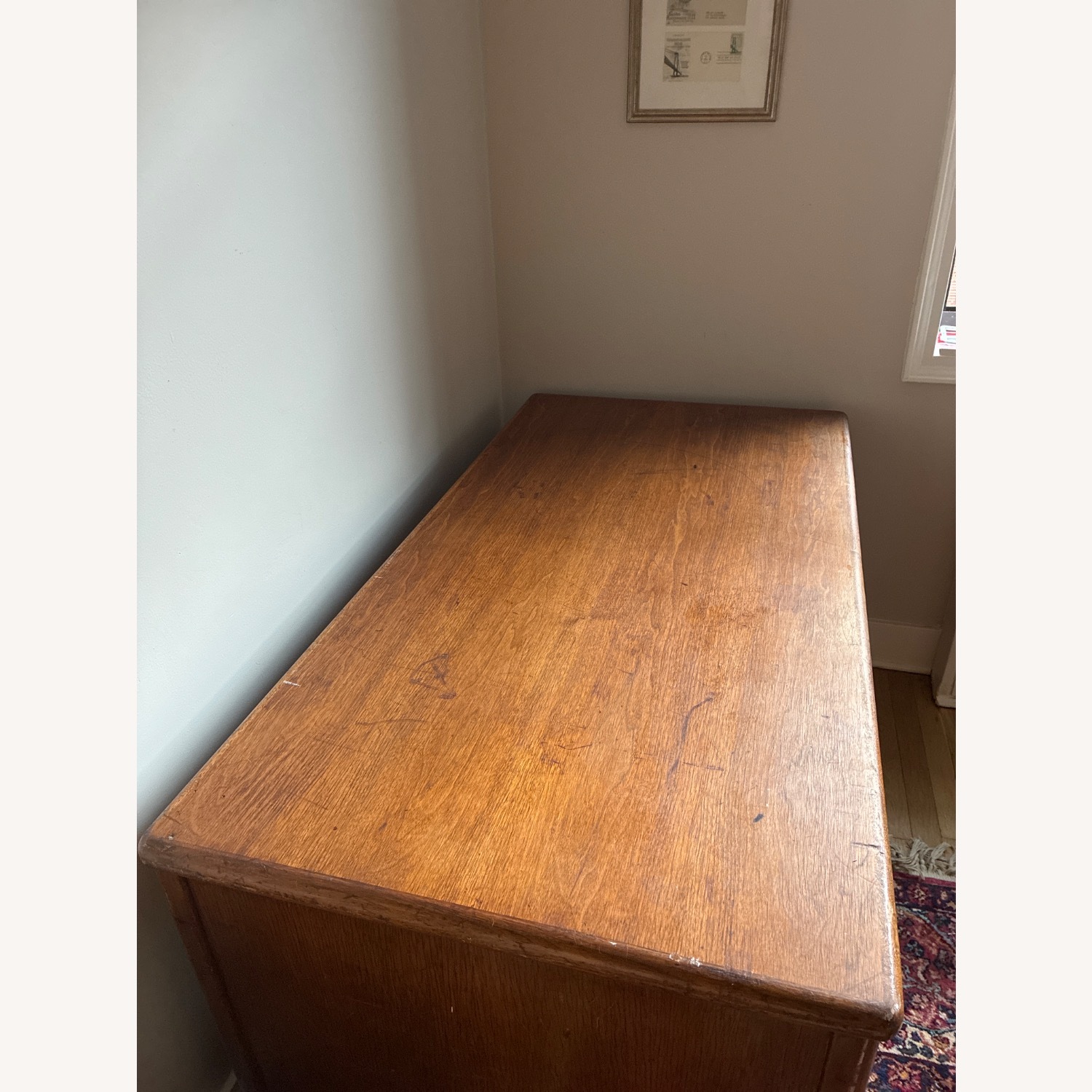 Vintage Oak Double-Pedestal Executive Desk - image-2