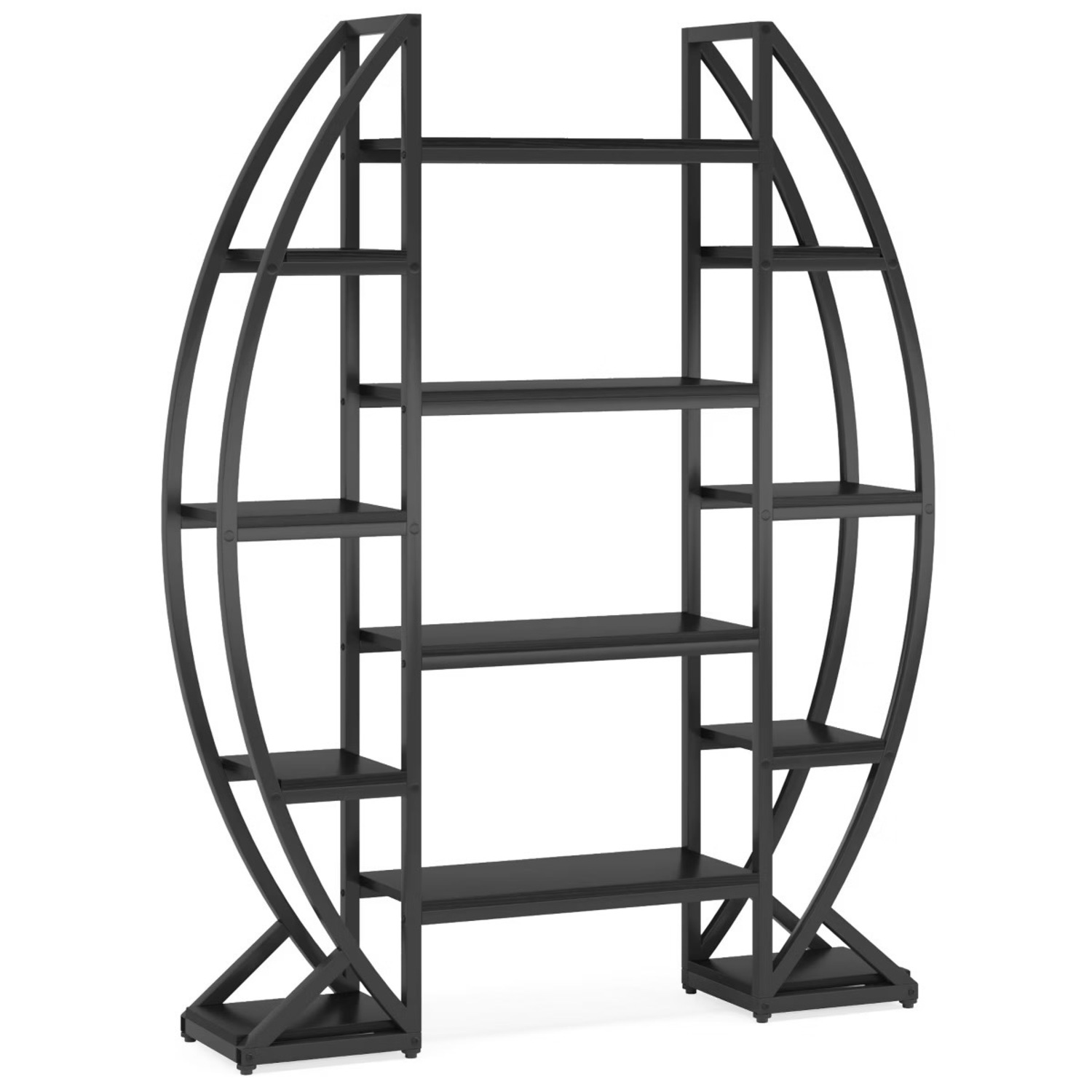Target 55” Oval Bookshelf Industrial 5-Tier Etagere - image-3