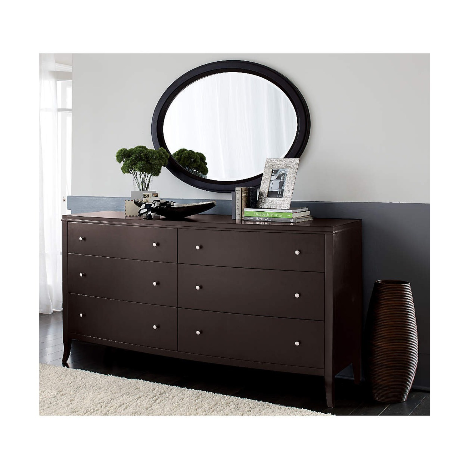 Crate & Barrel Colette Espresso Oval Wall Mirror - image-3