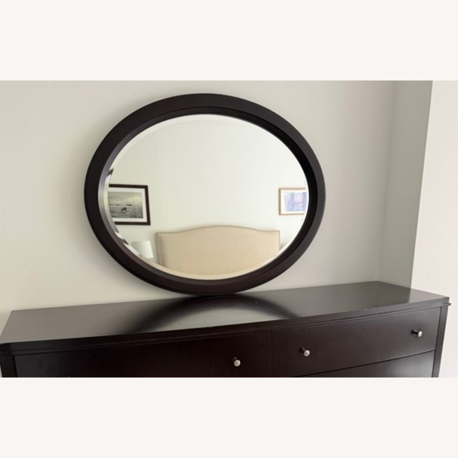 Crate & Barrel Colette Espresso Oval Wall Mirror - image-4