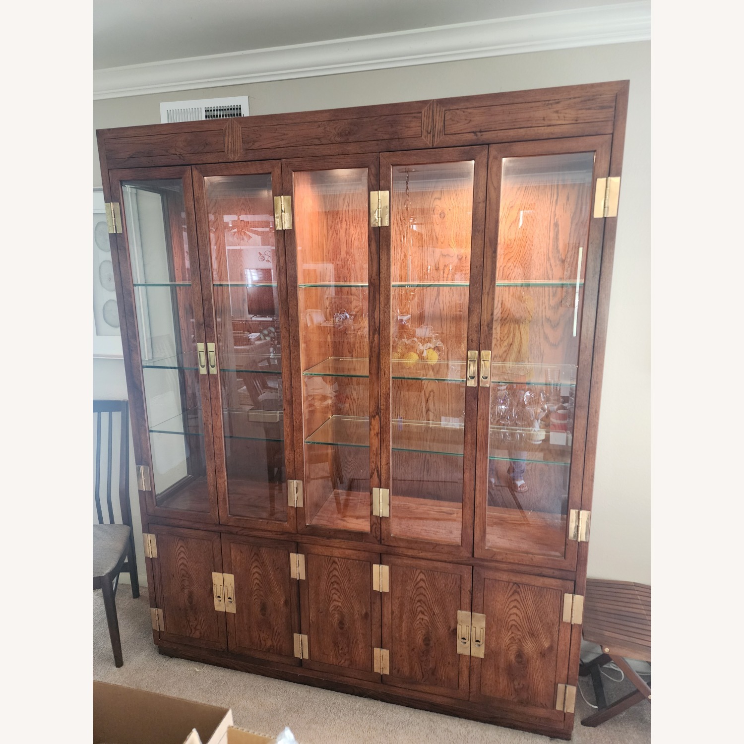 Henredon Campaign Scene One Dark Brown Bookcase - image-3