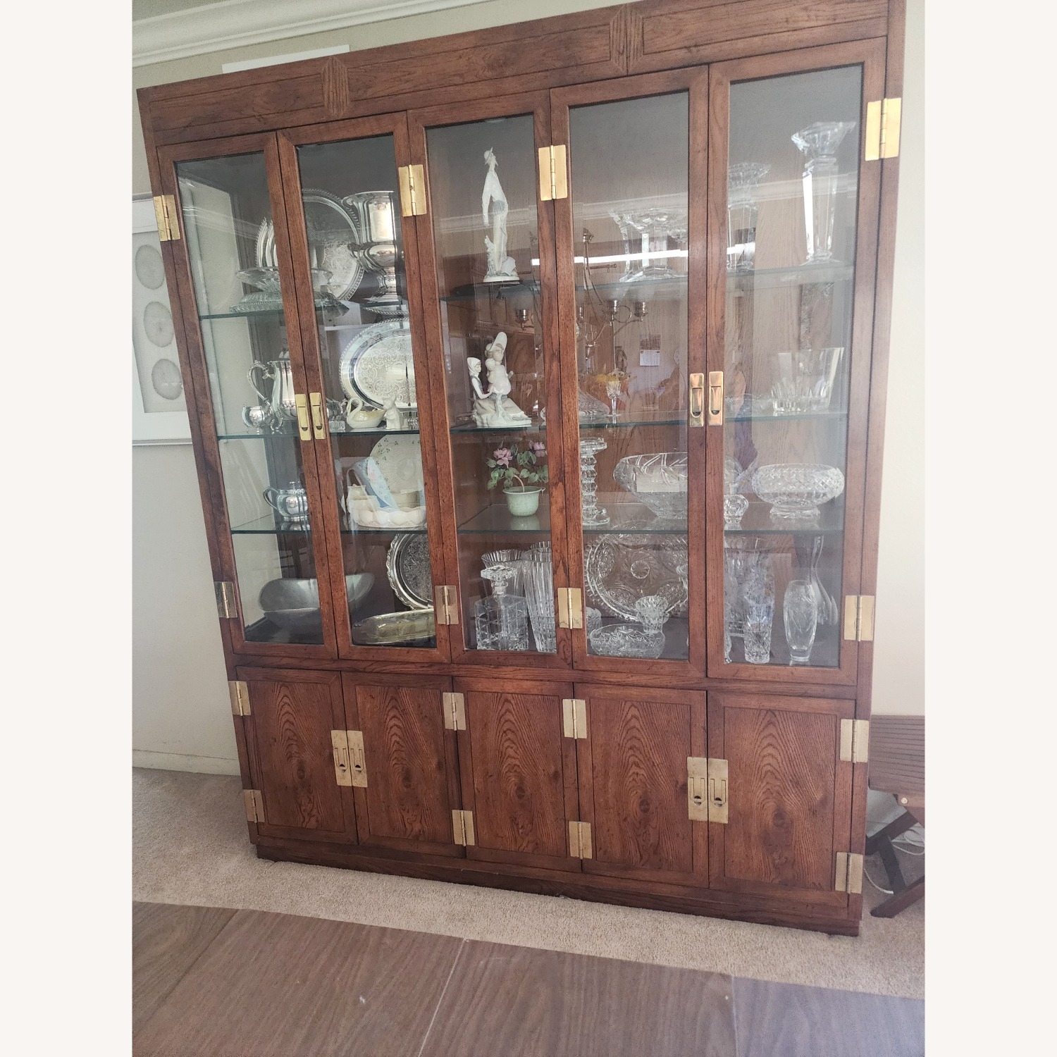 Henredon Campaign Scene One Dark Brown Bookcase - image-1