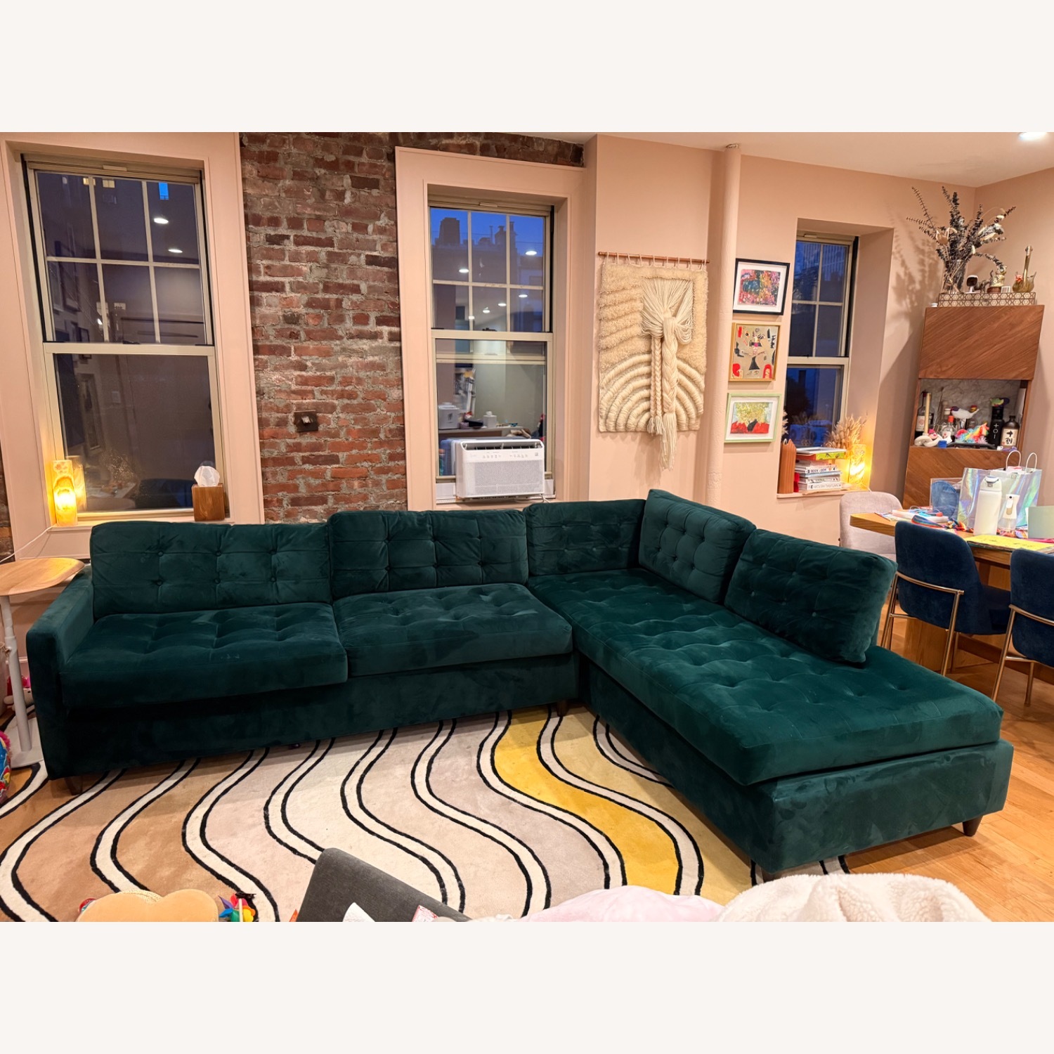 Joybird Green Velvet Sleeper Sofa - image-1