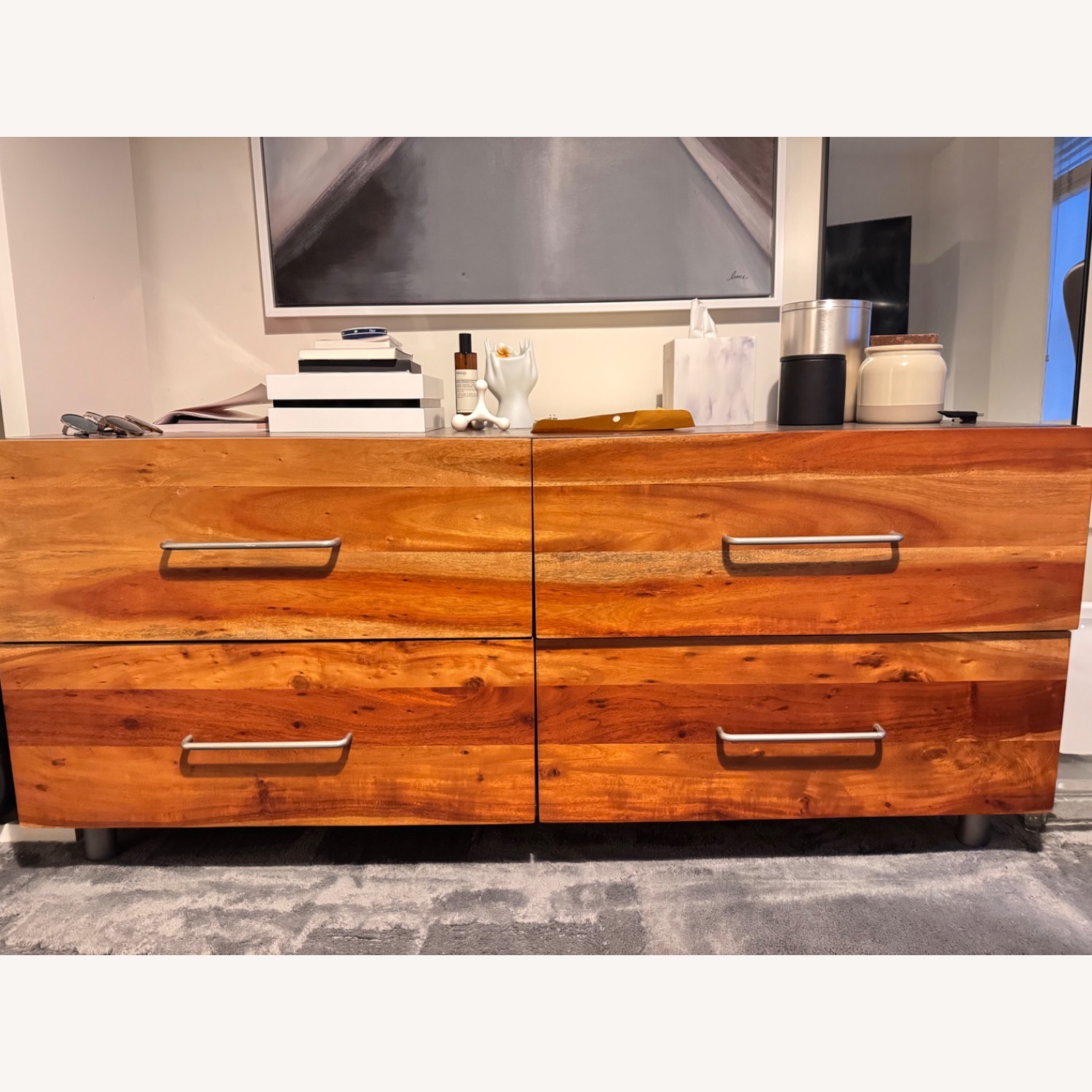 CB2 Linear Drommen Acacia Wood 4-Drawer Dresser - image-1