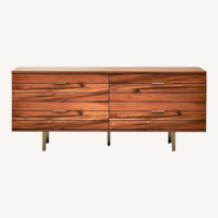 CB2 Linear Drommen Acacia Wood 4-Drawer Dresser