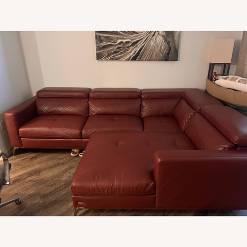 Used Red Leather 3+ Piece Sectional for sale on AptDeco