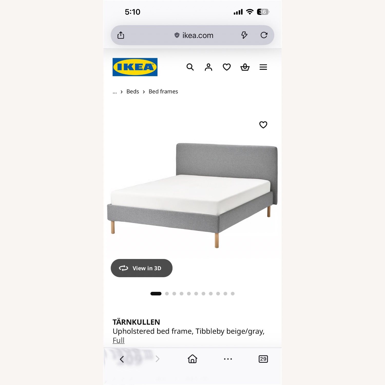IKEA Light Gray Fabric Full Bed - image-1