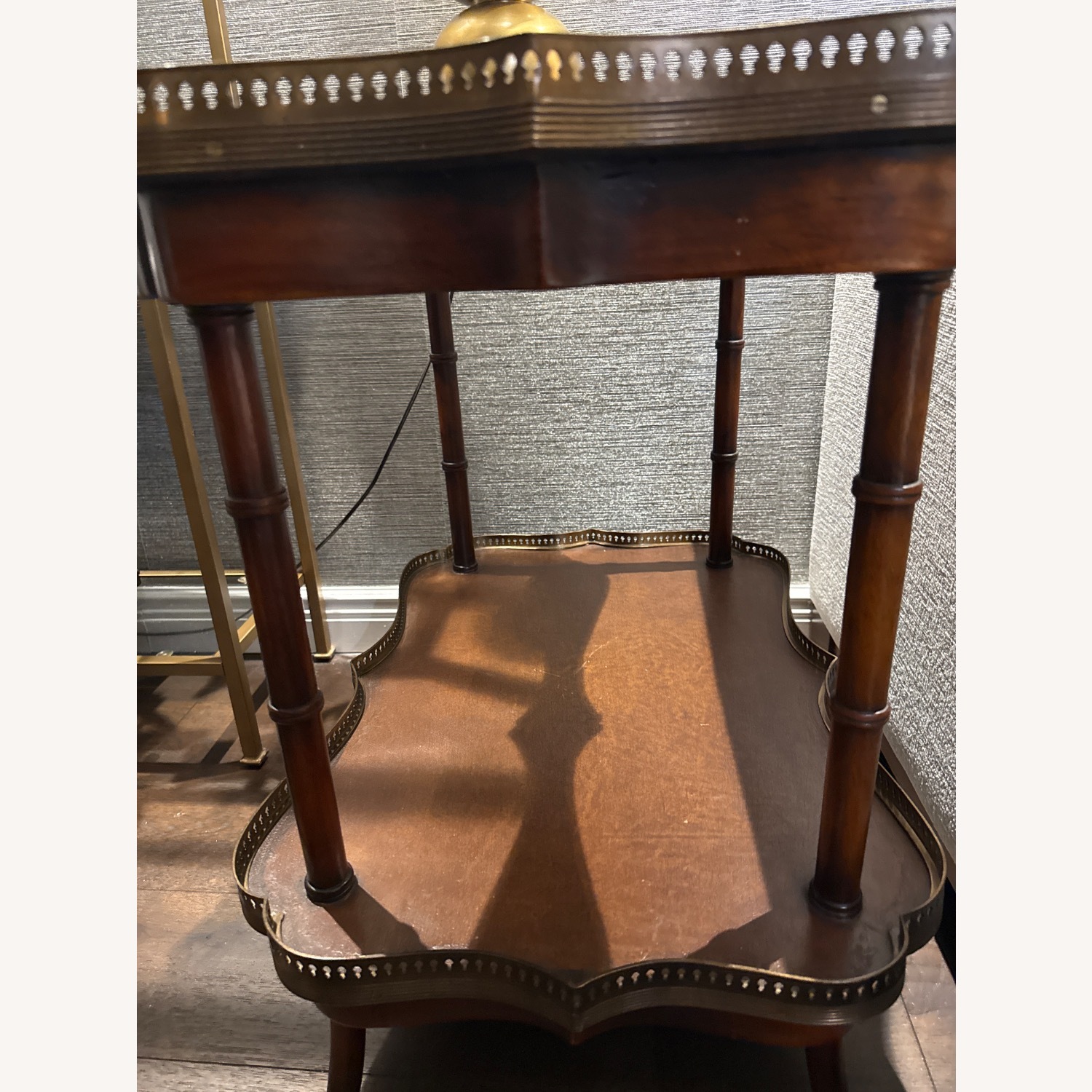 Theodore Alexander Dark Brown Leather Side Table - image-6