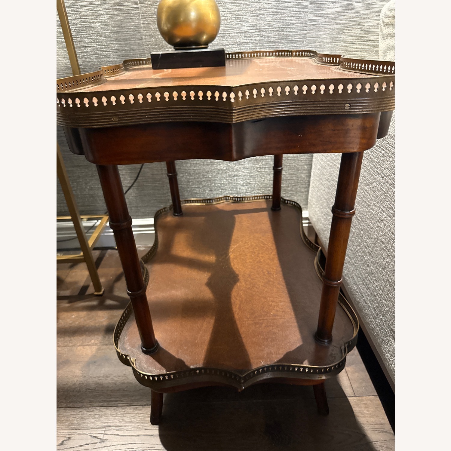 Theodore Alexander Dark Brown Leather Side Table - image-5