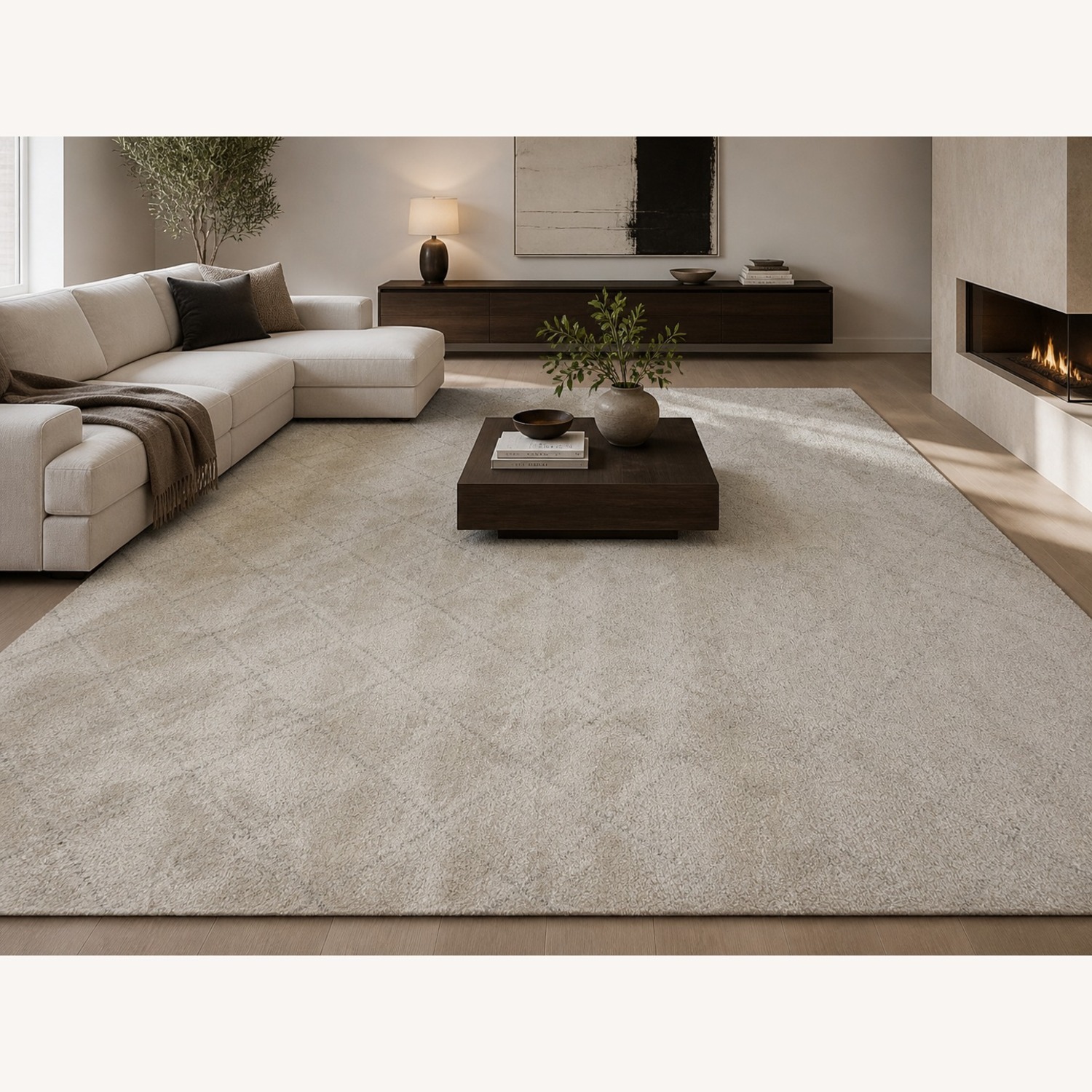 Restoration Hardware Iman Diamond Wool Rug 9x12 Ivory/Silver - image-22