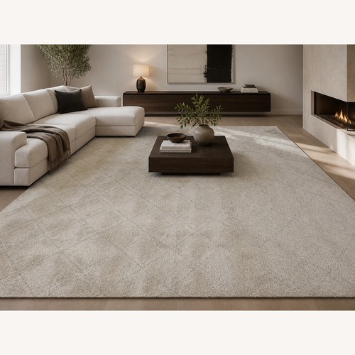 Used Restoration Hardware Iman Diamond Wool Rug 9x12 Ivory/Silver for sale on AptDeco