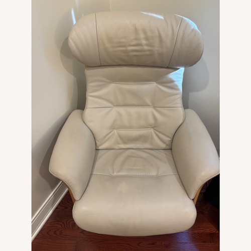Used Living Spaces Jovan Eames Style Reclining Swivel Chair Ottoman  for sale on AptDeco