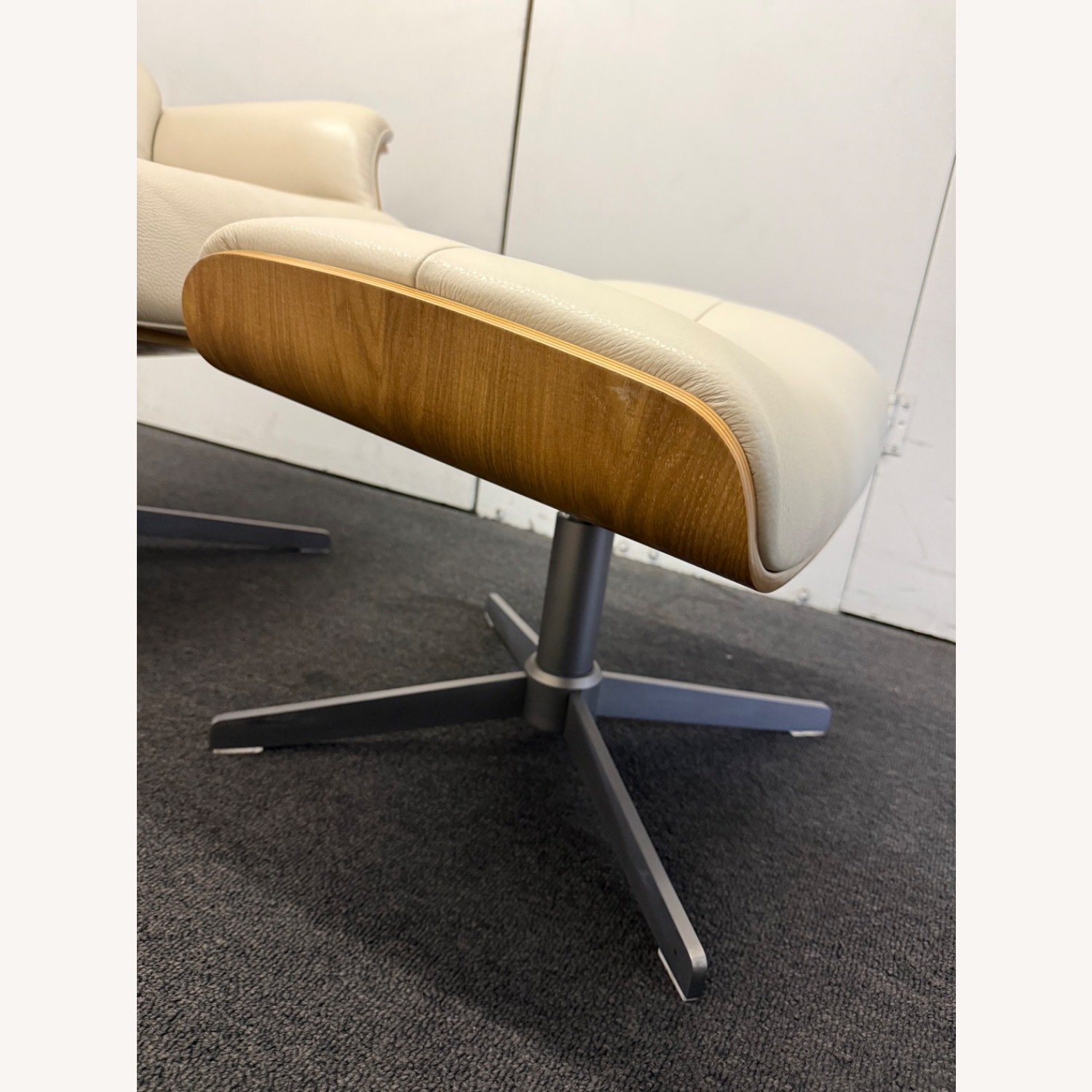 Living Spaces Jovan Eames Style Reclining Swivel Chair Ottoman  - image-5