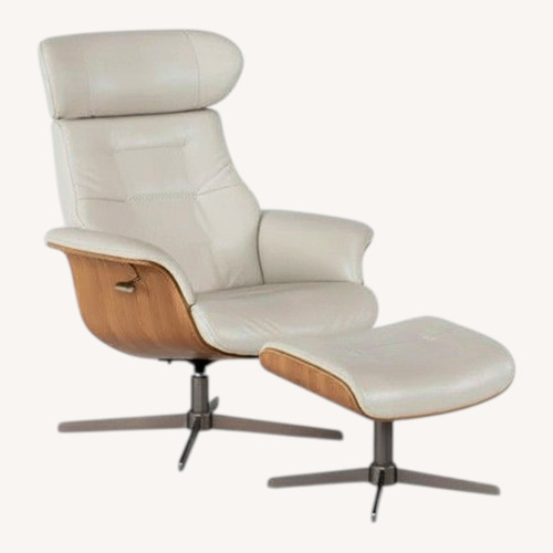 Used Living Spaces Jovan Eames Style Reclining Swivel Chair Ottoman  for sale on AptDeco