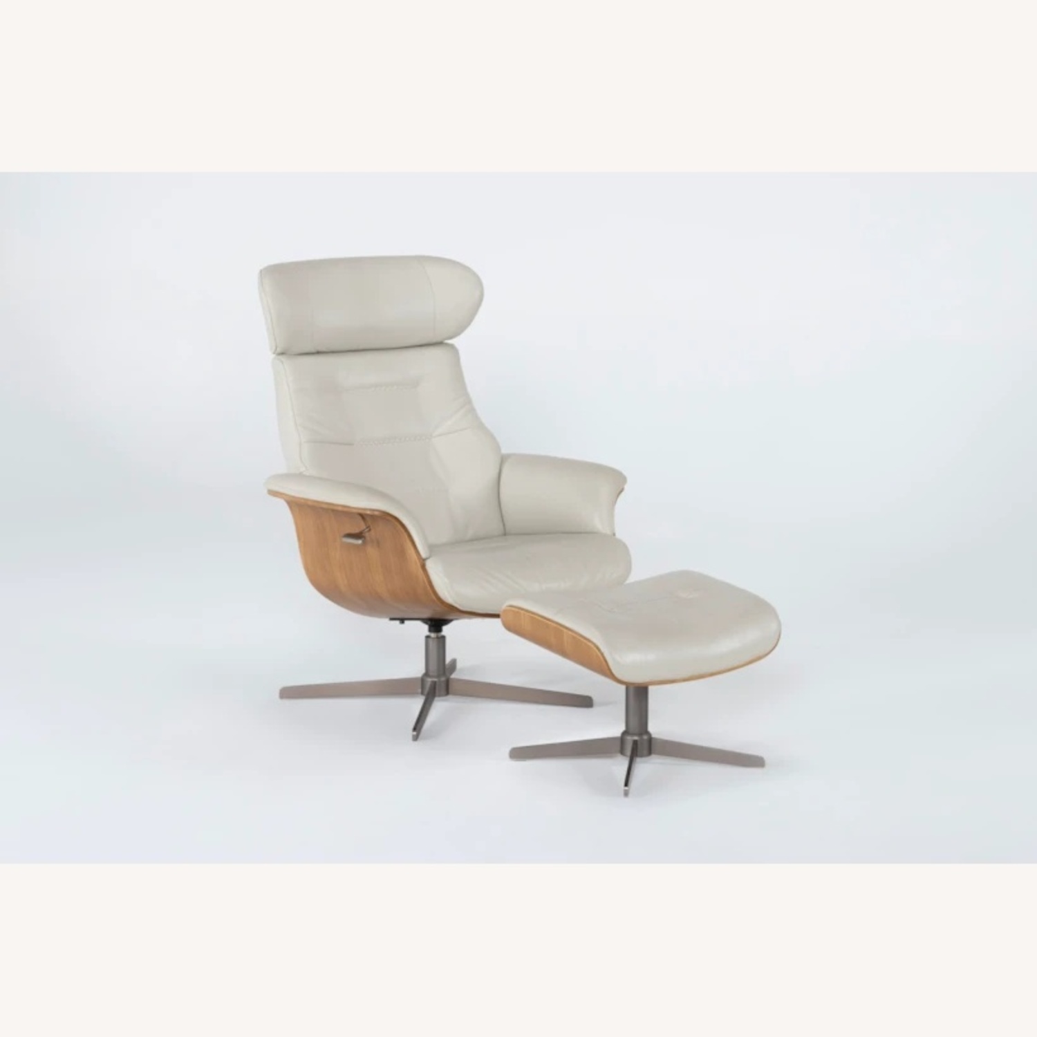 Living Spaces Jovan Eames Style Reclining Swivel Chair Ottoman  - image-7