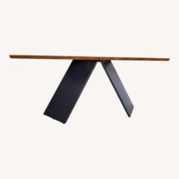 Console Table Wood Top with Black Base