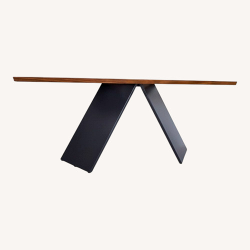 Used Console Table Wood Top with Black Base for sale on AptDeco