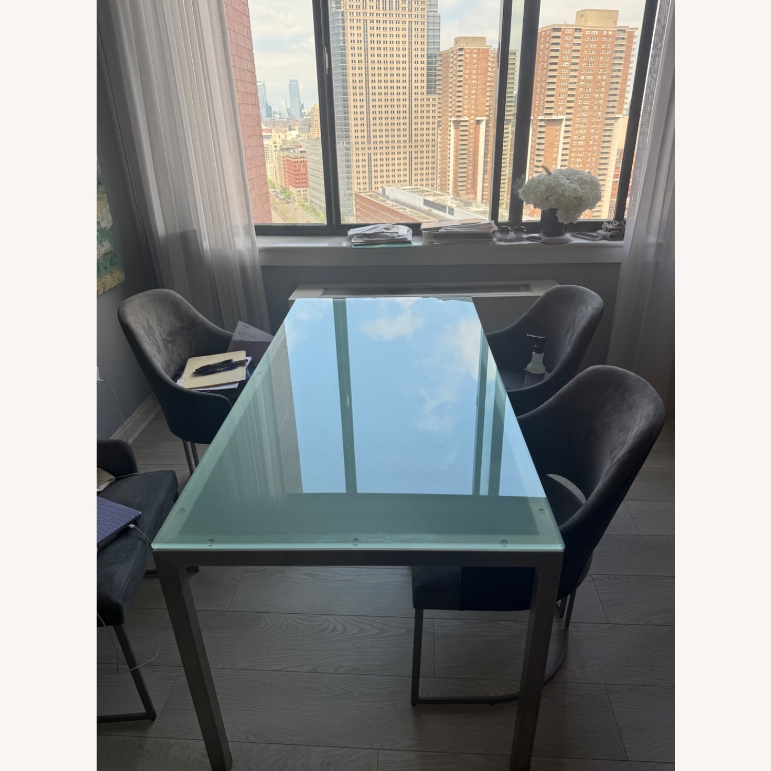 Room & Board Paraons White Glass Dining Table - image-2