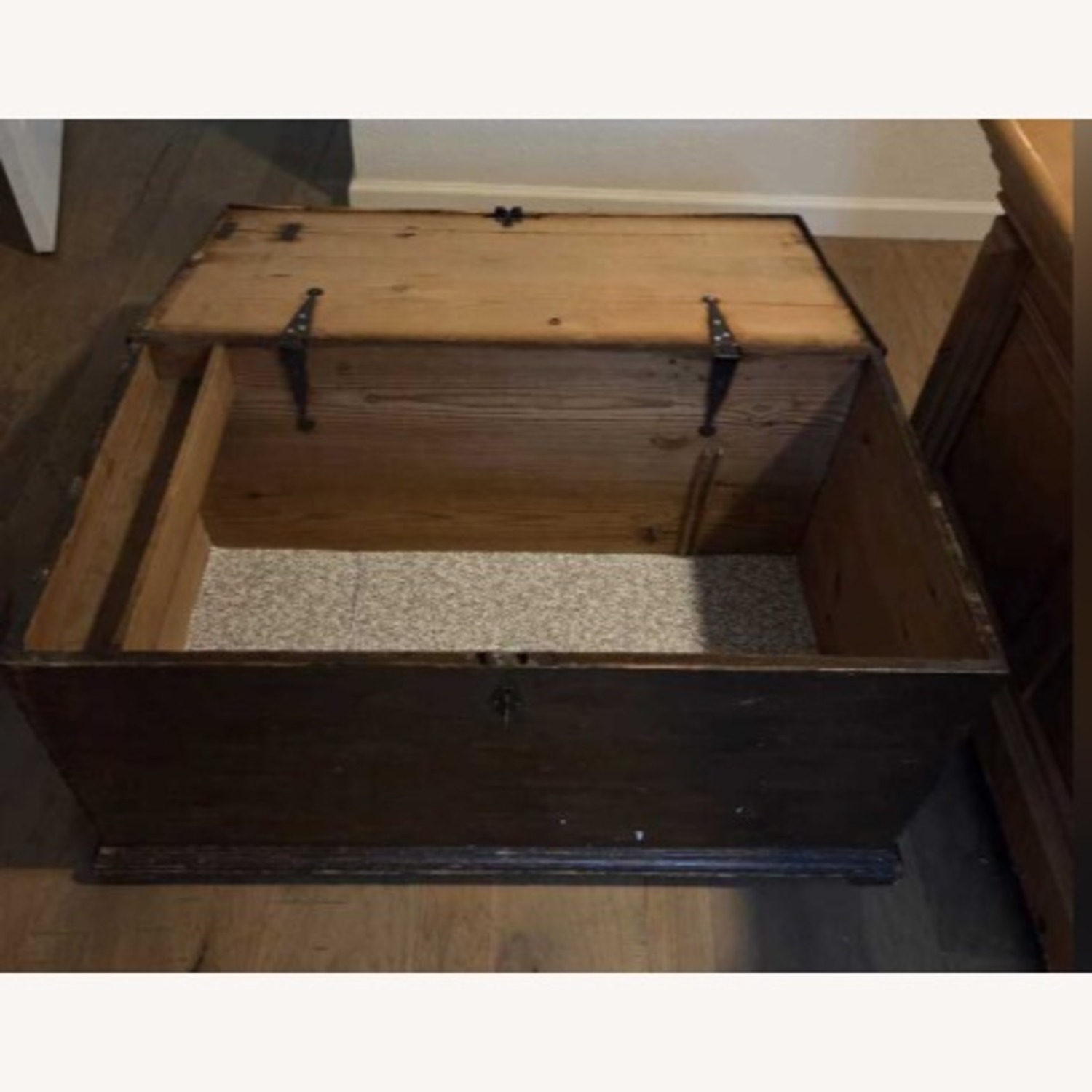 Vintage/Antique Dark Brown Wood Chest - image-1