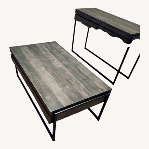 Used Light Gray Wood Coffee Table for sale on AptDeco