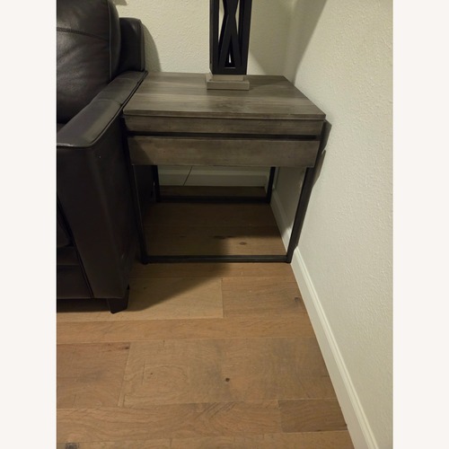 Used Light Gray Wood End Table for sale on AptDeco