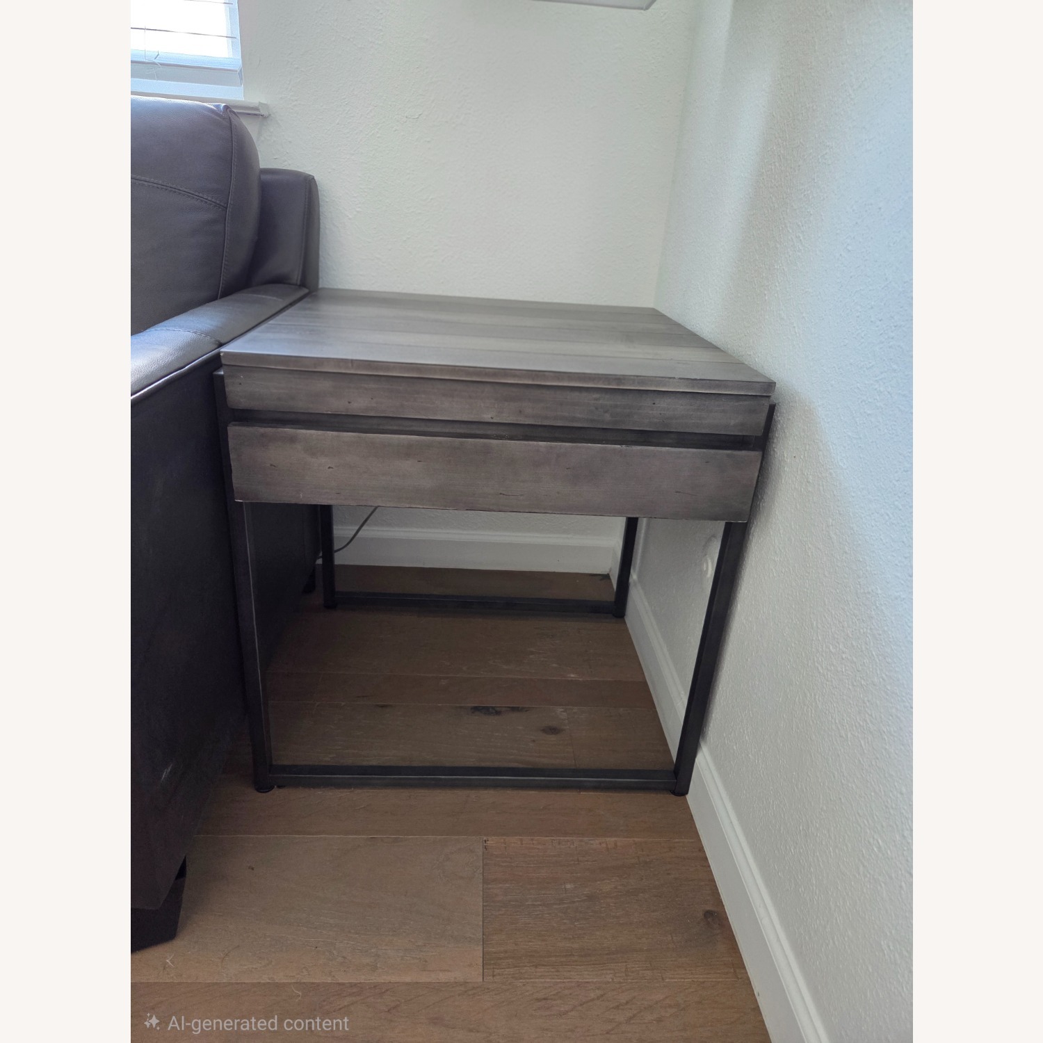 Light Gray Wood End Table - image-3