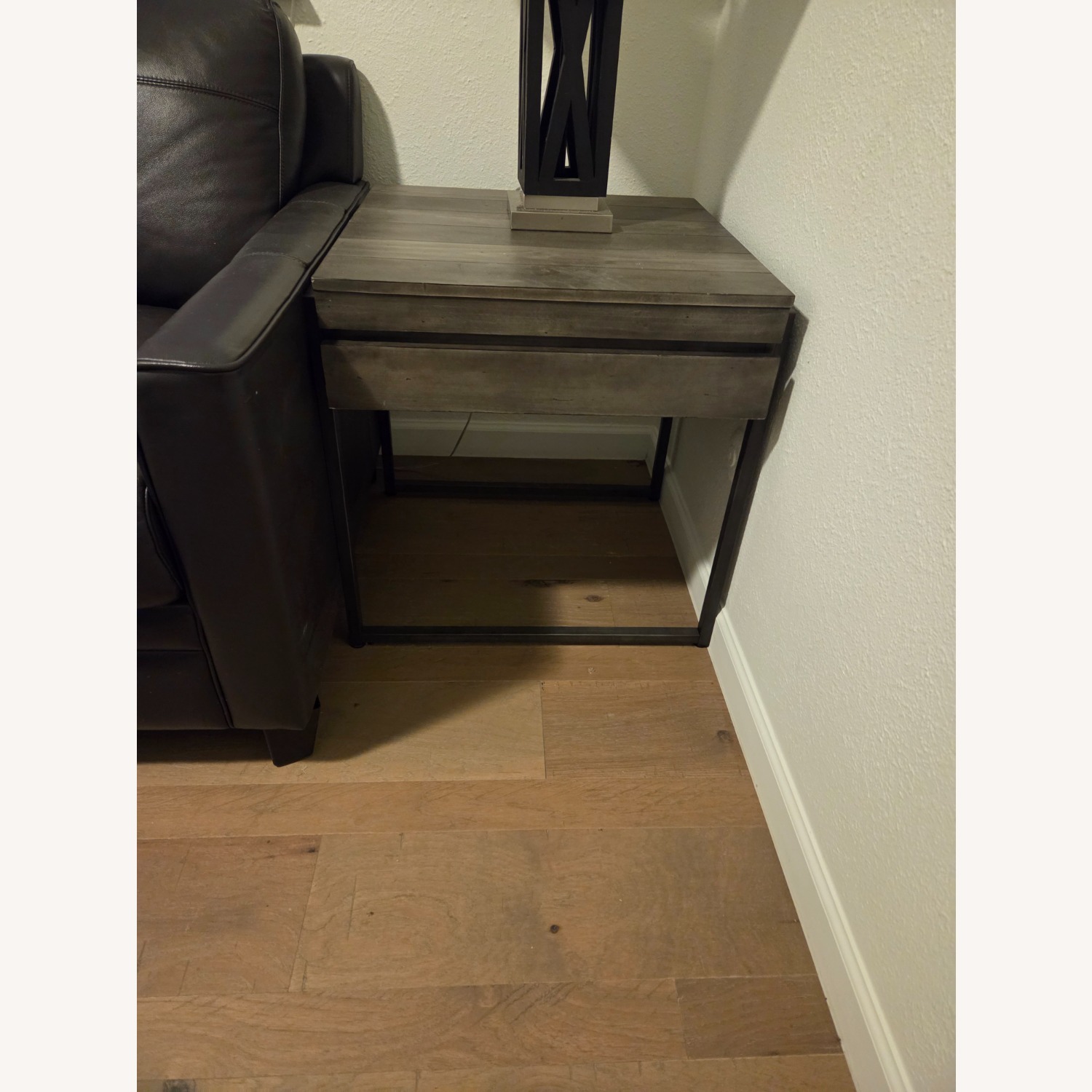 Light Gray Wood End Table - image-2