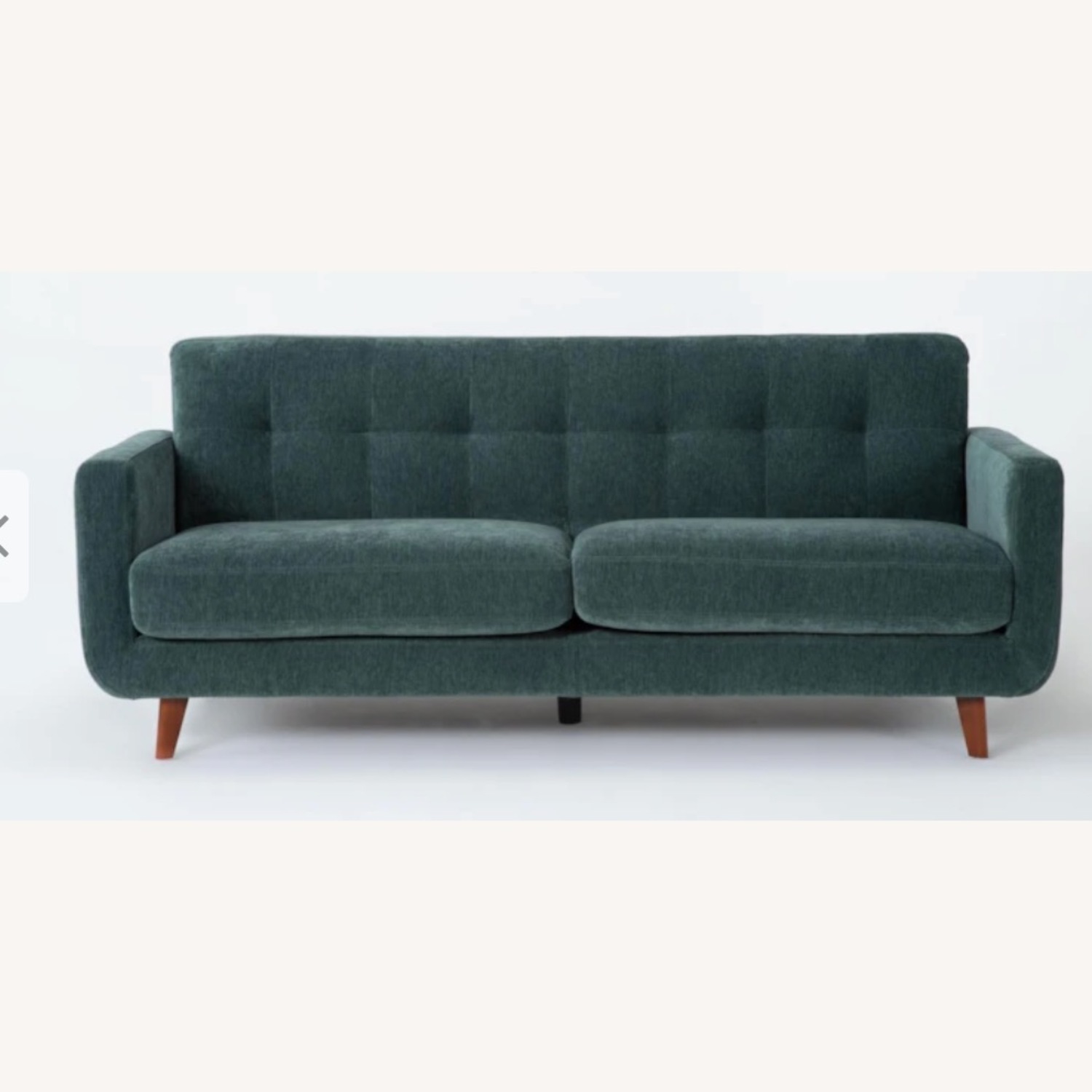 Living Spaces Allie 80" Jade Green Velvet Sofa - image-4