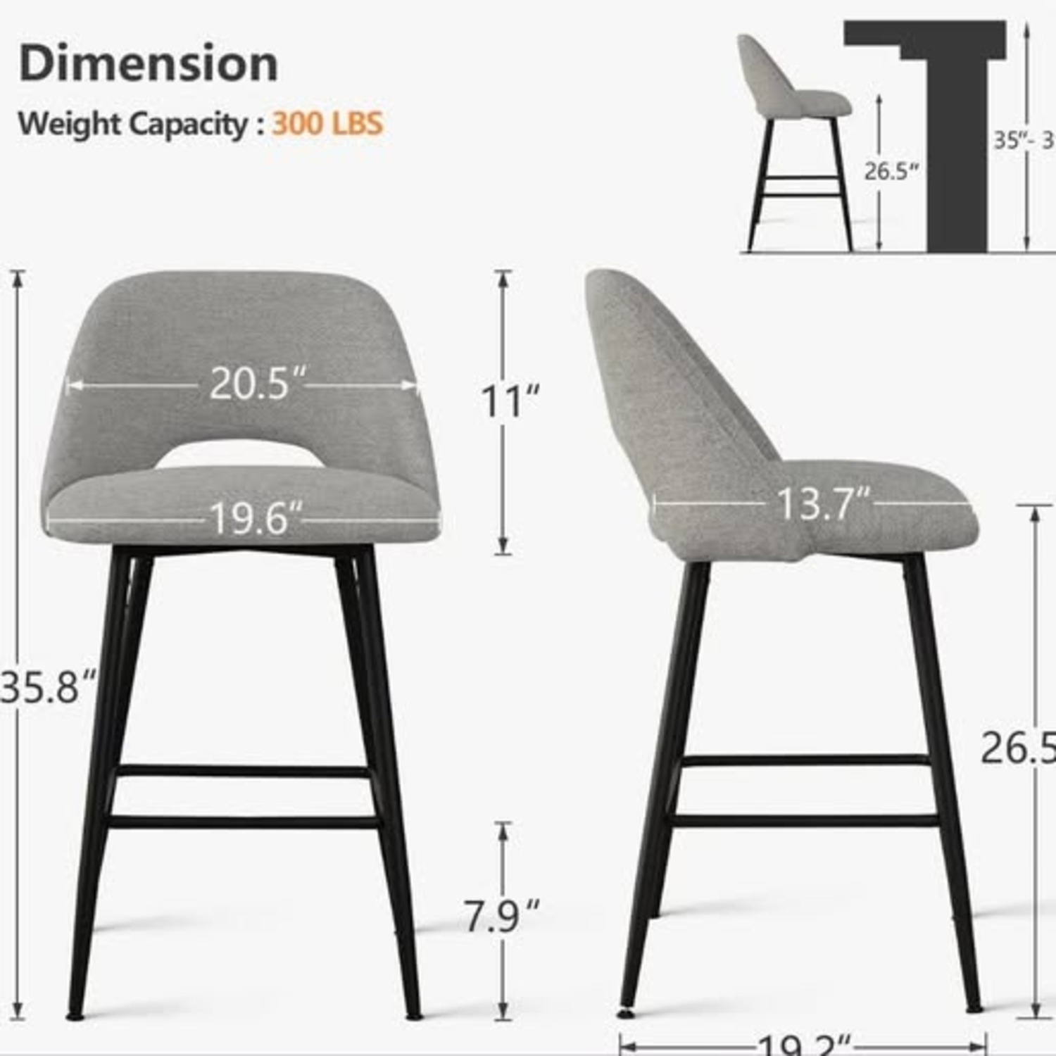 Upholstered Counter Stool (Set of 2) - image-1