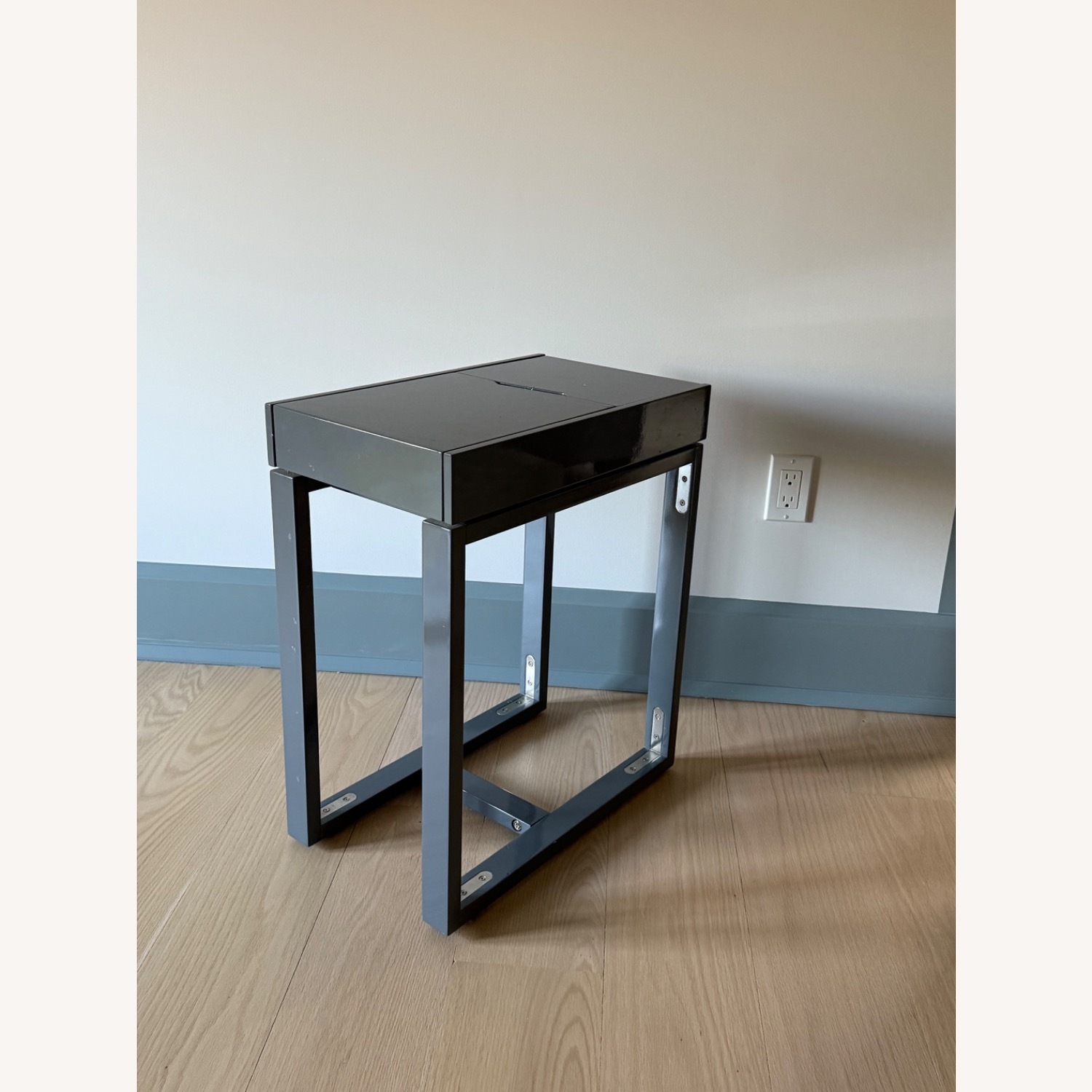 CB2 Torino Dark Gray Lacquer Side Table - image-1