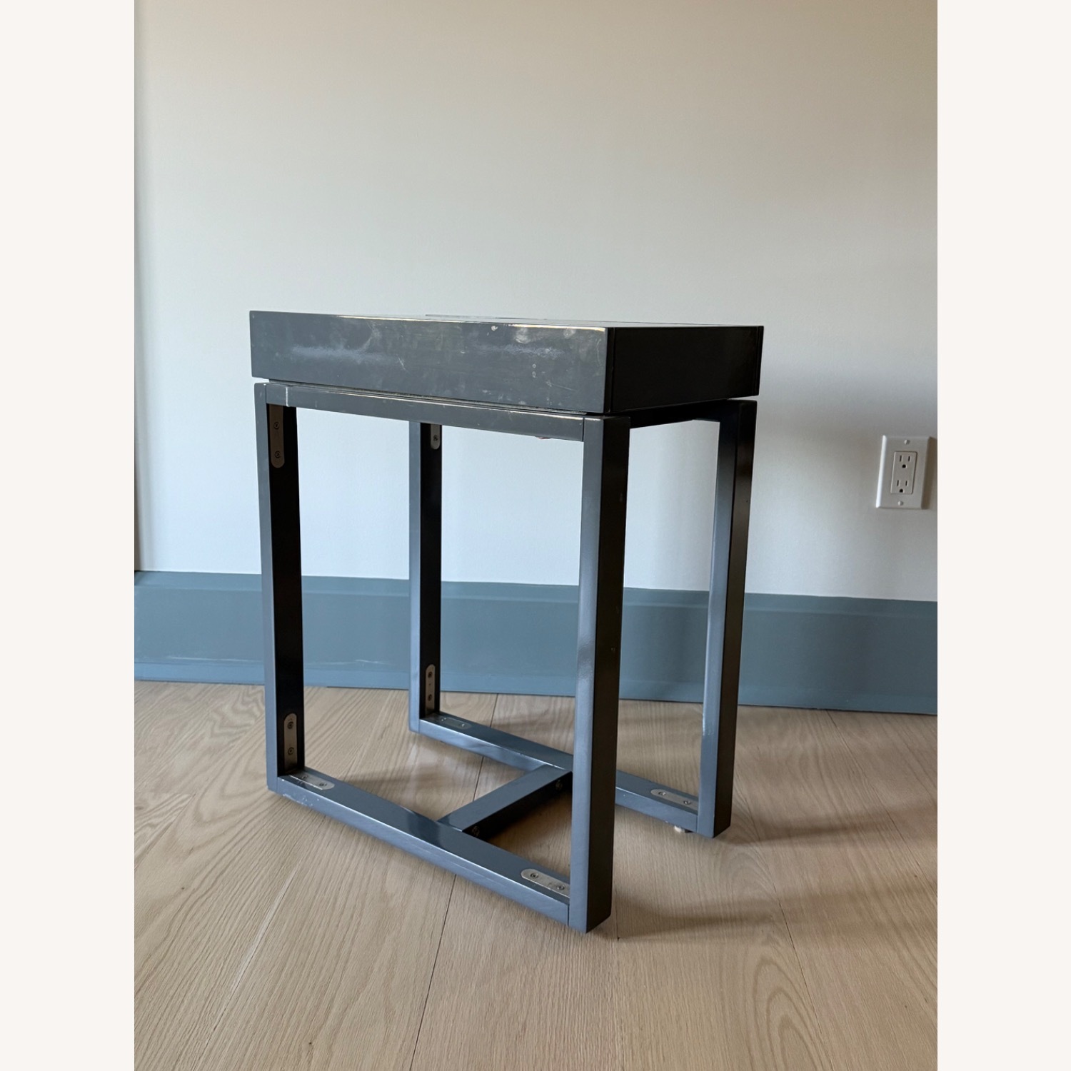 CB2 Torino Dark Gray Lacquer Side Table - image-3