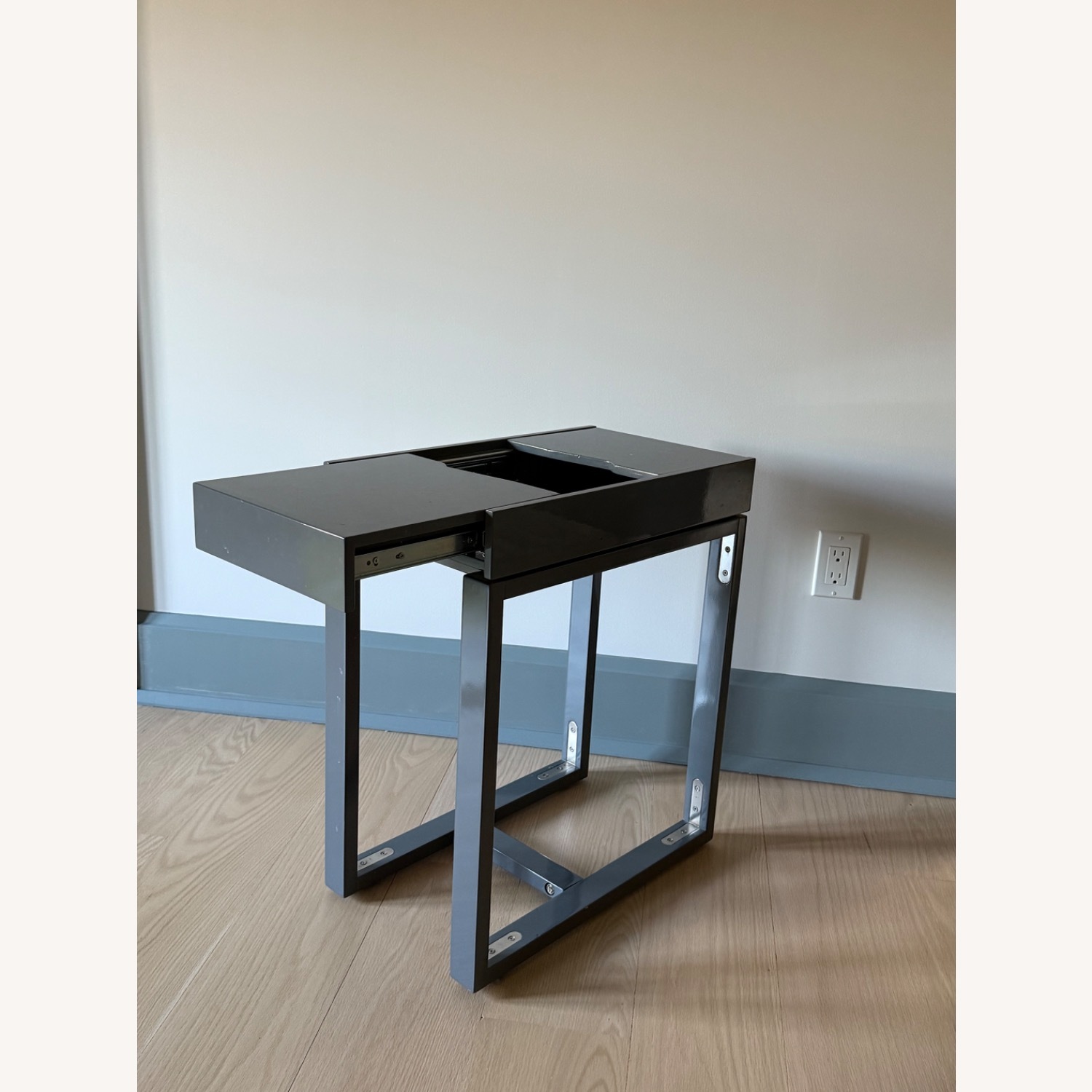 CB2 Torino Dark Gray Lacquer Side Table - image-2