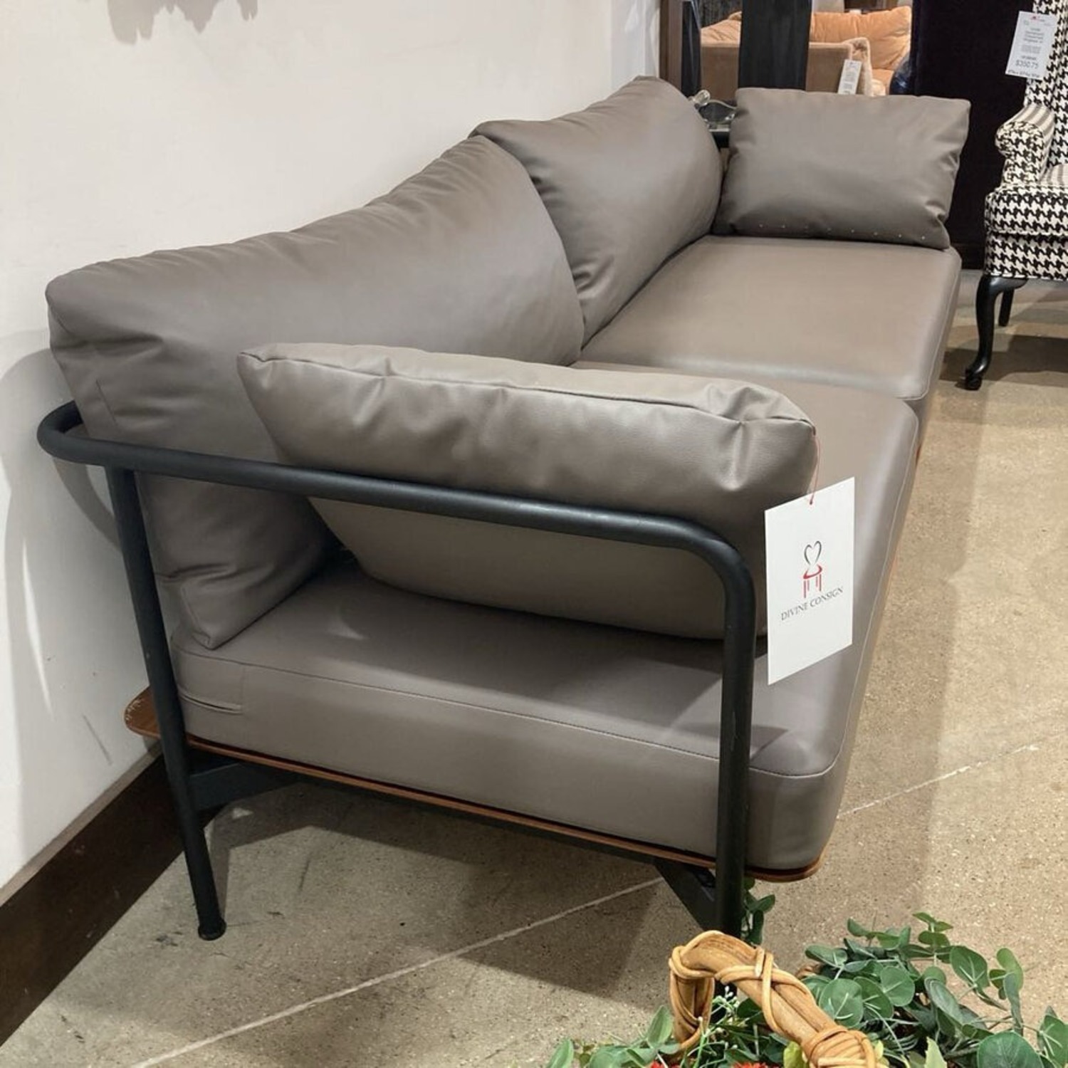 Crawford Minimalist Vegan Leather Sofa - image-4