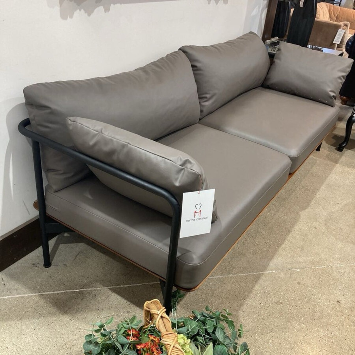 Crawford Minimalist Vegan Leather Sofa - image-5