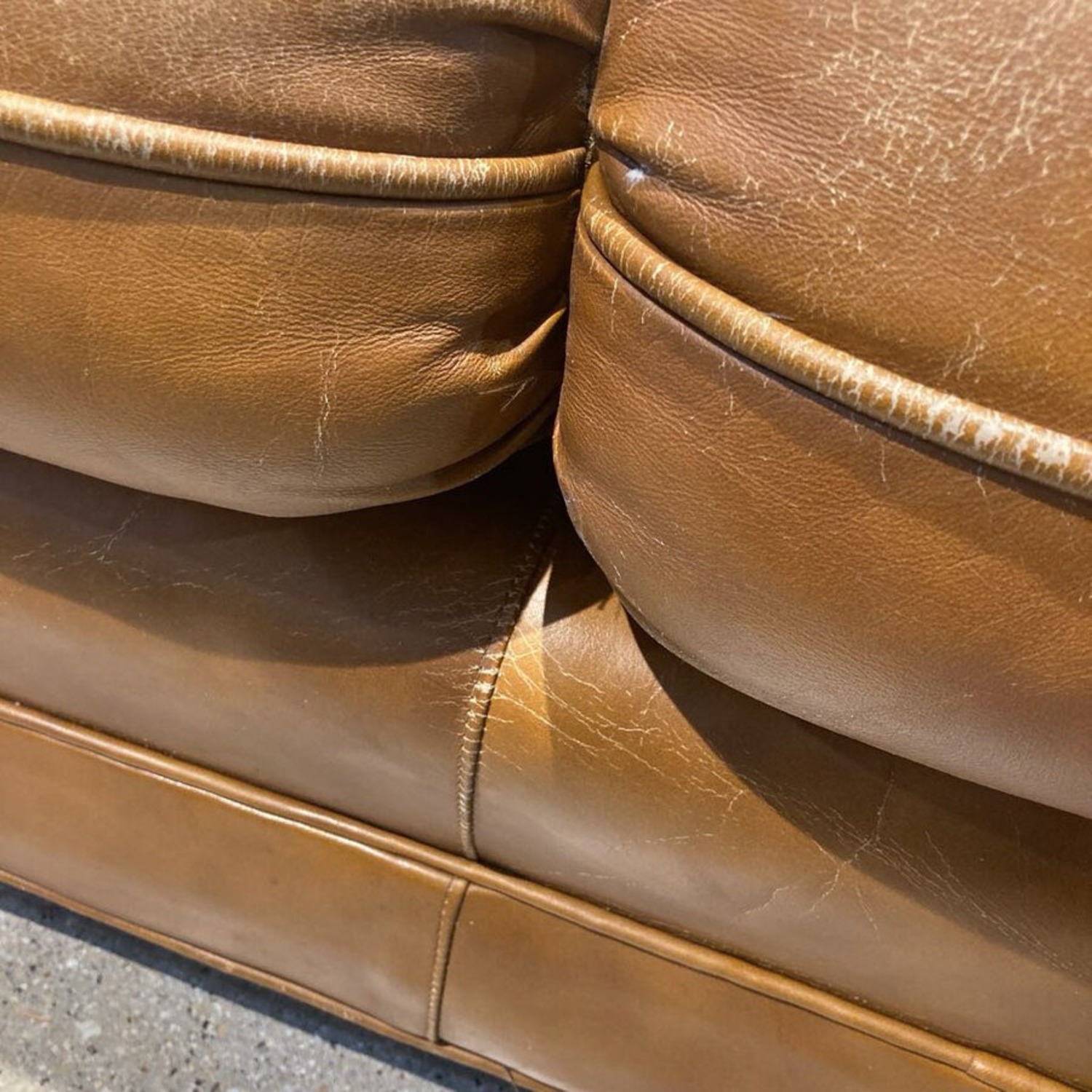 Brewster & Stroud Caramel Tufted Leather Sofa - image-9