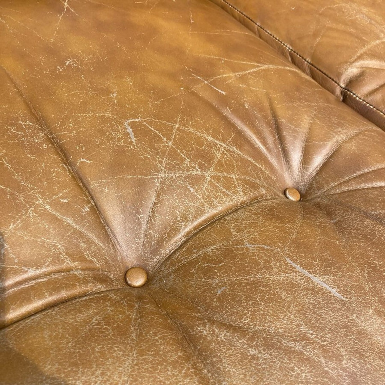 Brewster & Stroud Caramel Tufted Leather Sofa - image-7