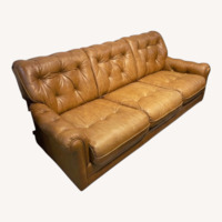 Brewster & Stroud Caramel Tufted Leather Sofa