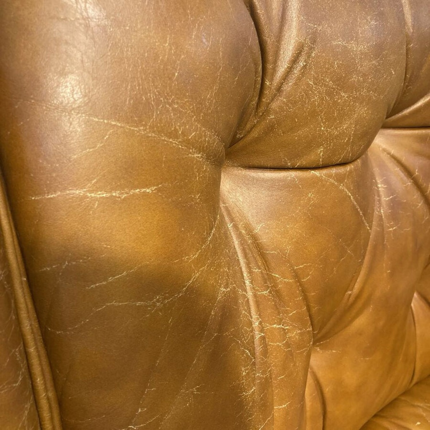 Brewster & Stroud Caramel Tufted Leather Sofa - image-10