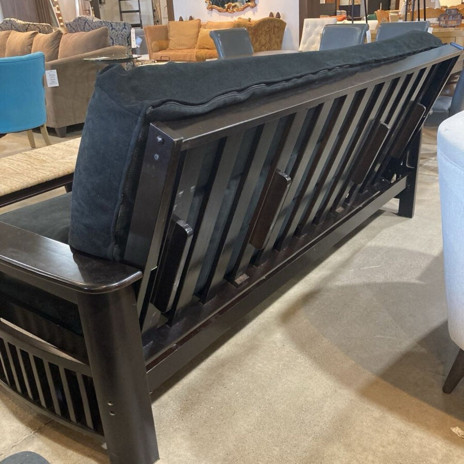 Mission Style Dark Wood Futon Furniture - image-7