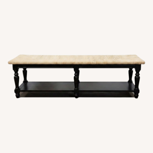Used Pottery Barn Woven Wicker Top Bench for sale on AptDeco