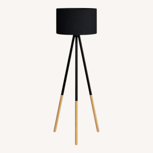 Used Black Wood Floor Lamp for sale on AptDeco