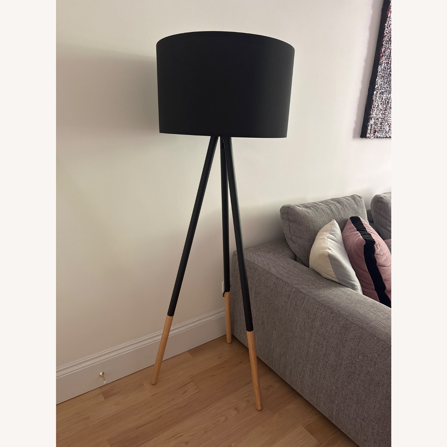 Black Wood Floor Lamp - image-1