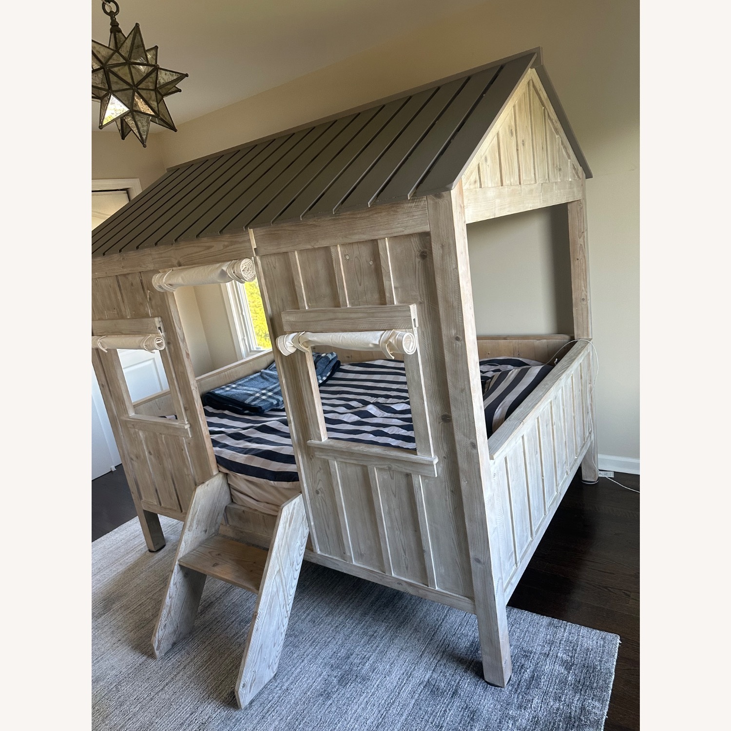 Restoration Hardware Cabin Light Gray Wood Full Bed - image-3