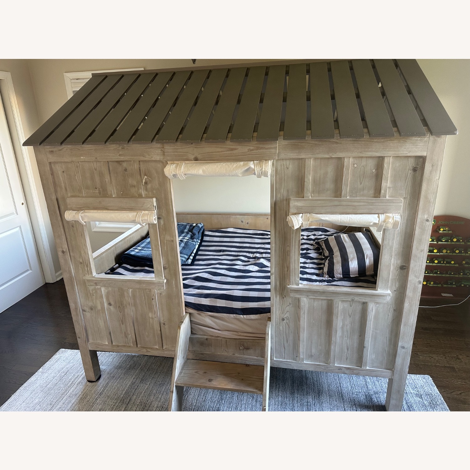 Restoration Hardware Cabin Light Gray Wood Full Bed - image-5