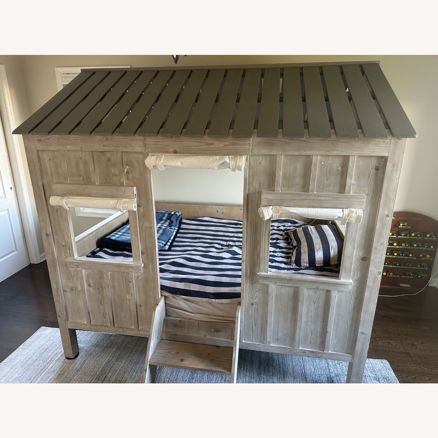Restoration Hardware Cabin Light Gray Wood Full Bed - image-2