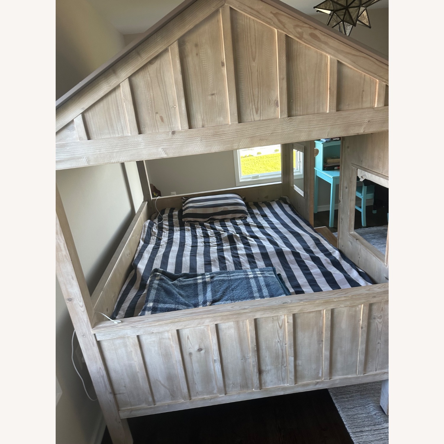 Restoration Hardware Cabin Light Gray Wood Full Bed - image-4