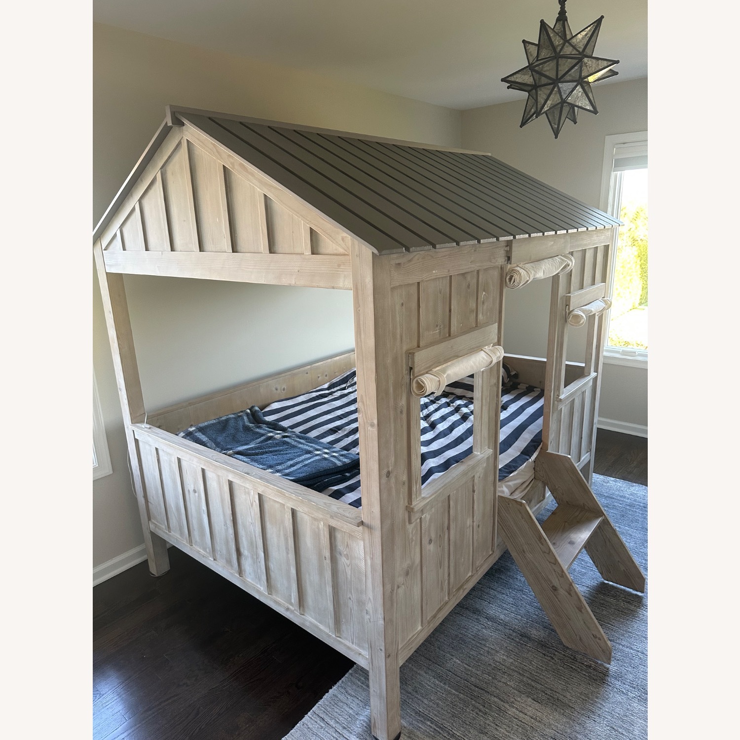 Restoration Hardware Cabin Light Gray Wood Full Bed - image-1
